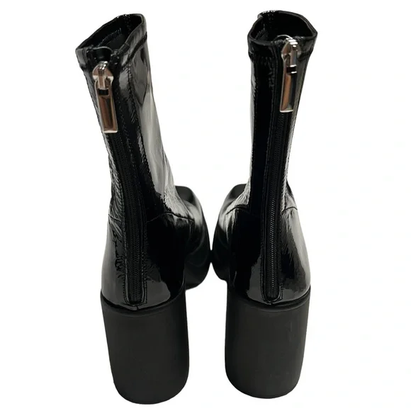 Free People Double Stack Black Patent Leather Platform Boots Size EU 39.5 NWOB - Picture 4 of 11
